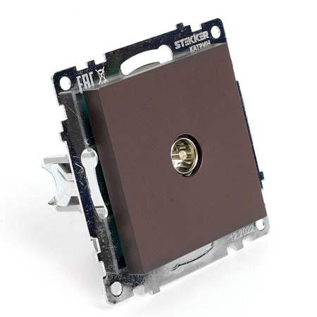 Розетка телевизионная 1-местная (механизм), STEKKER GLS00-7108-05, 75 Ом, 5-862МГц, серия Катрин, черный - фото