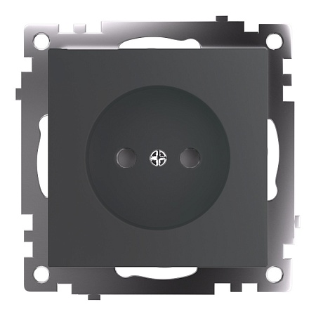 Розетка 1-местная с защитной шторкой (механизм) б/з, 250В, 10А, серия Катрин, графит, GLS10-7109-06 - фото