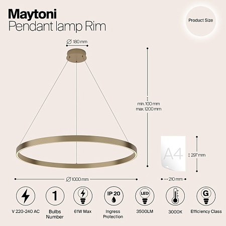 Подвесной светильник Maytoni Rim MOD058PL-L54BS3K - фото