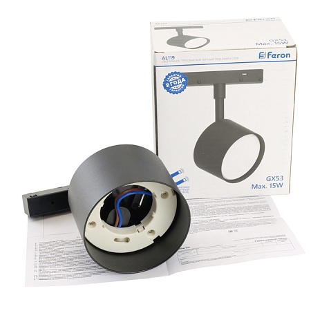 Светильник Feron AL119 трековый магнитный под лампу GX53 230В, черный - фото