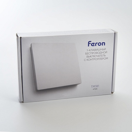 Выключатель беспроводной FERON TM181 230V 500W одноклавишный с радиочастотным контроллером LD100, белый - фото