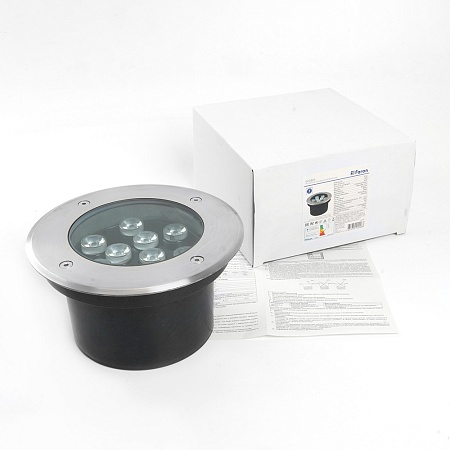 Светодиодный светильник тротуарный (грунтовый) Feron SP2803, 10W, AC/DC12V, низковольтный, 3000К, металлик, 160*H90mm, вн.диаметр: 110mm, IP67 - фото