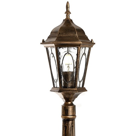 Светильник садово-парковый Feron PL165  шестигранный, столб 60W E27 230V, черное золото - фото