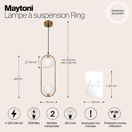 Подвесной светильник Maytoni Ring MOD013PL-02BS1 - фото