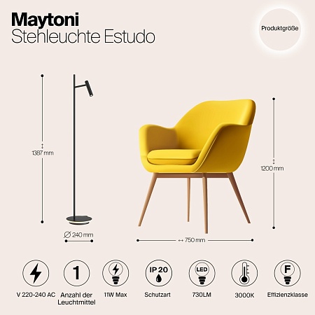 Напольный светильник (торшер) Maytoni Estudo Z010FL-L8B3K - фото