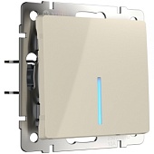 Выключатель одноклавишный с подсветкой слоновая кость WL03-SW-1G-LED-ivory