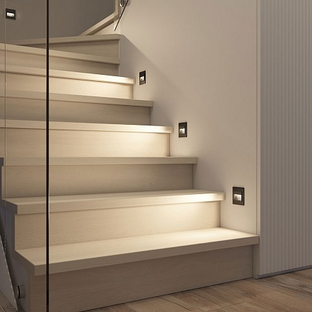 DK3050-BK Светильник встраиваемый в стену, IP 20, LED 3000, 1 Вт, черный пластик - фото