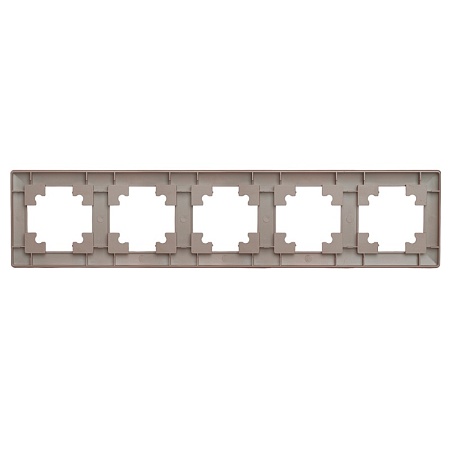 Рамка STEKKER, PFR00-7005-04 5-местная, пластик, серия Катрин, шоколад - фото