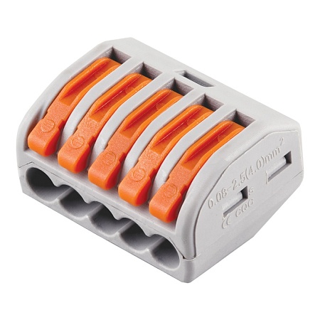 Клемма строительно-монтажная 5-проводная STEKKER, LD222-415 - фото