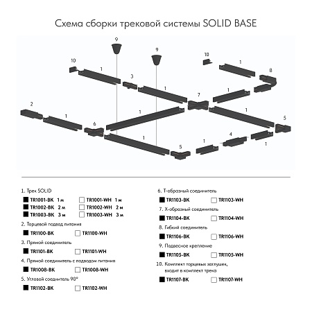 TR1001-WH/1 Шинопровод однофазный, 1 м (трек 922 мм + подвод питания 74 мм + заглушка 4 мм), белый, заглушка и подвод питания в комплекте - фото