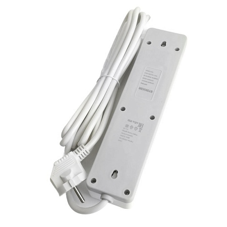 Сетевой фильтр 4-местный с/з STEKKER HM20-41-02 3x1мм2, 1,8 м, серия Optima, белый - фото