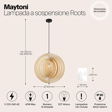 Подвесной светильник Maytoni Roots MOD197PL-01W2 - фото