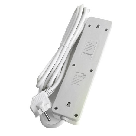 Сетевой фильтр 3-местный с/з STEKKER HM20-31-05 3x1мм2, 5 м, серия Optima, белый - фото