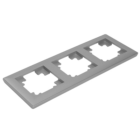 Рамка STEKKER, PFR00-7003-03 3-местная, пластик, серия Катрин, серебро - фото