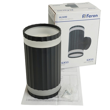Светильник  настенный Feron HL3690 OLYMPUS 12W, 230V, 2*GX53, чёрный IP20 - фото