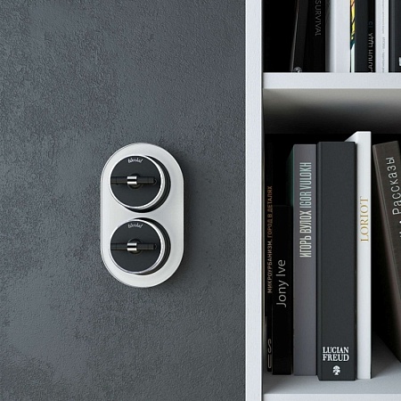 Переключатель/выключатель одноклавишный Vintage черный матовый/хром W5812051 - фото