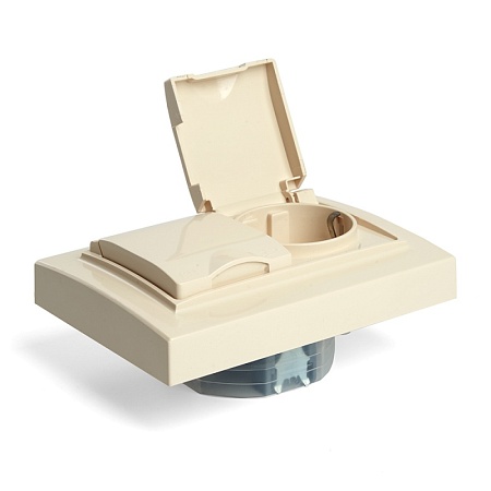 Розетка 2-местная с/з с крышкой STEKKER, PST16-9015-02, 250В, 16А, серия Эрна, слоновая кость - фото