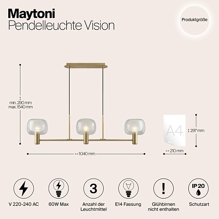 Подвесной светильник Maytoni Vision MOD411PL-03G - фото