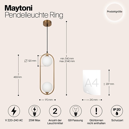 Подвесной светильник Maytoni Ring MOD013PL-02BS1 - фото