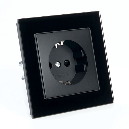 Розетка 1-местная с защитной шторкой с/з STEKKER GLS16-7010-05, 250В, 16А, черный - фото