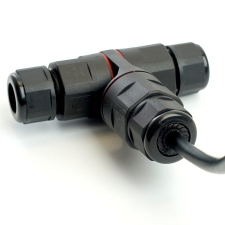 Соединитель-коннектор LD541 3-контактный на 3 выхода, с СМК221 пружинным контактом IP68, черный - фото