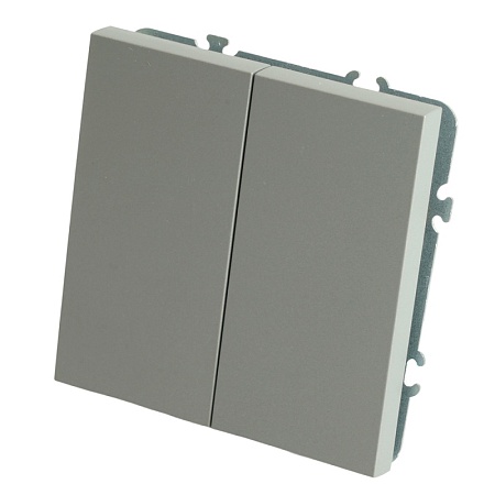 Переключатель перекрестный 2-клавишный (механизм), STEKKER, 250В, 10А, серия Эмили, RSW10-5111-10, платиново-серый, soft touch - фото