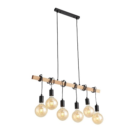 Светильник подвесной Черный, Светлое дерево E27 6*60W SL1142.403.06 - фото