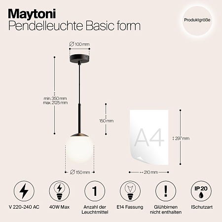 Подвесной светильник Maytoni Basic form MOD321PL-01B - фото