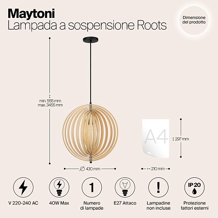 Подвесной светильник Maytoni Roots MOD197PL-01W - фото