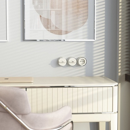 Переключатель/выключатель одноклавишный Vintage слоновая кость матовый/хром W5812055 - фото