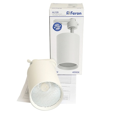 Светодиодный светильник Feron AL128 трековый однофазный на шинопровод 18W 4000K 35 градусов белый - фото