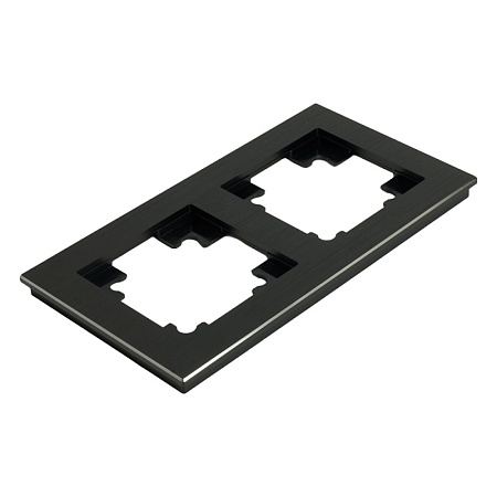 Рамка 2-местная, металл, STEKKER MFR00-7002-05, серия Катрин, черный - фото