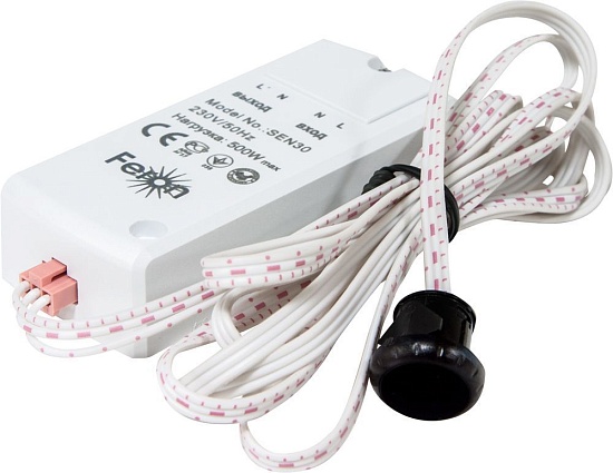 Датчик движения 230V 500W 5-8см 30° белый  с 1.5м кабелем SEN30 - фото