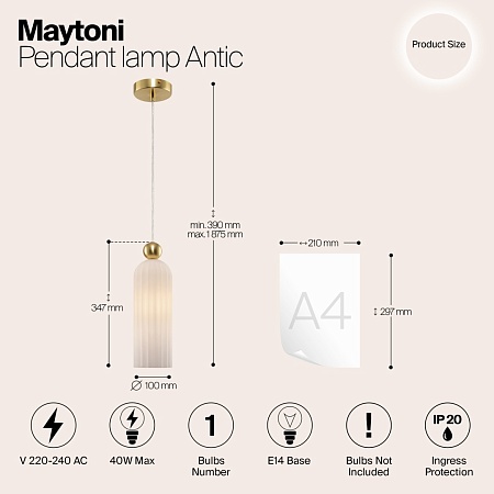 Подвесной светильник Maytoni Antic MOD302PL-01W - фото