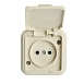 Розетка 1-местная б/з с крышкой STEKKER, PST16-20-44 (RA 16-201-БЖ), пластик АВС, 250В, 16А, IP44, слоновая кость - фото