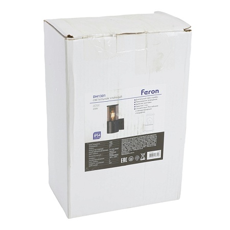 Светильник садово-парковый Feron DH1301, на стену вверх, E27 230V, черный - фото