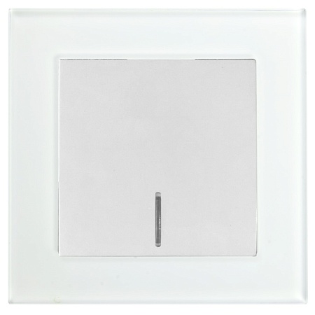 Выключатель 1-клавишный c индикатором, STEKKER, GLS10-7001-01, 250В, 10А, серия Катрин, белый - фото