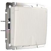 Розетка влагозащ. с зазем. с защит. крышкой и шторками перламутровый рифленый WL13-SKGSC-01-IP44