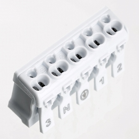 Клемма монтажная STEKKER, LD294-4005, для подключения фазных проводников, 5 контактных групп (3 ввода, 3 вывода на полюс) - фото