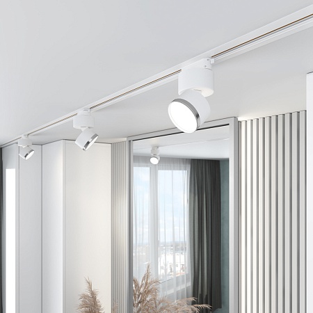 Трековый светильник для однофазного шинопровода Impact белый матовый/серебро 10 Вт 4200К 85514/01 Elektrostandard - фото