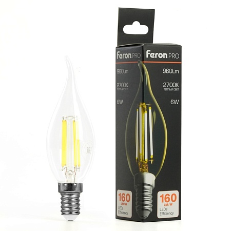 Лампа светодиодная Feron.PRO LB-1216 Свеча на ветру E14 960LM 6W 175-265V 2700K - фото