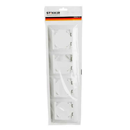 Рамка 4-местная горизонтальная STEKKER, PFR00-9014-01, серия Эрна Элегант, белый - фото