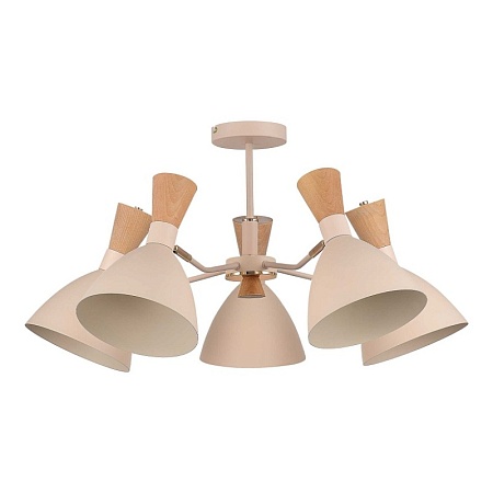 Светильник потолочный Бежевый/Бежевый, Светлое дерево, Золотистый E14 5*40W SLE1256-502-05 - фото