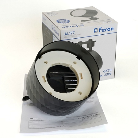 Светильник Feron AL177 трековый однофазный на шинопровод под лампу GX70, черный - фото