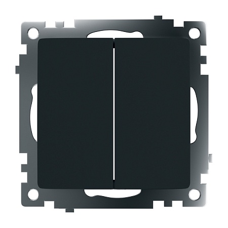Выключатель 2-клавишный (механизм), STEKKER GLS10-7104-05, 250V, 10А, серия Катрин, черный - фото