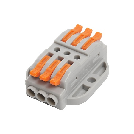 Клемма строительно-монтажная STEKKER для подключения фазных проводников 3 контактные группы, (1 ввод,1вывод на полюс) LD222-430 - фото