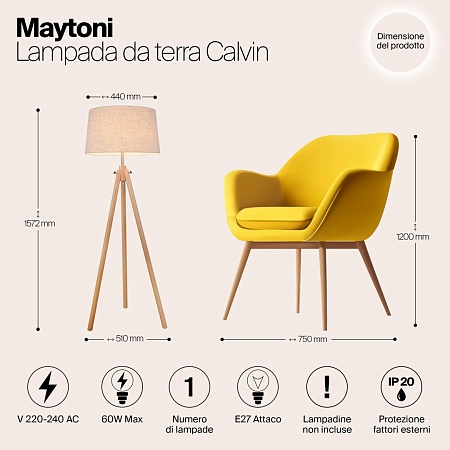 Напольный светильник (торшер) Maytoni Calvin Z177-FL-01-BR - фото