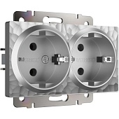 Розетка двойная с заземлением серебряный W1272006