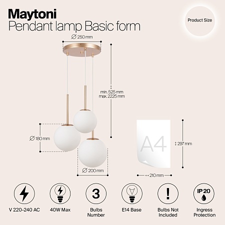 Подвесной светильник Maytoni Basic form MOD321PL-03G1 - фото