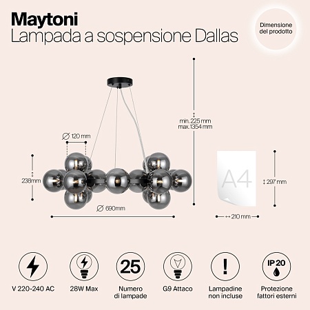 Подвесной светильник Maytoni Dallas MOD545PL-25B - фото